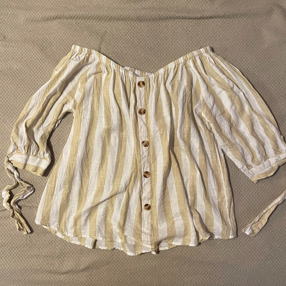 ✨🖤 Plus Size Off Shoulder Stripe Top 🖤✨